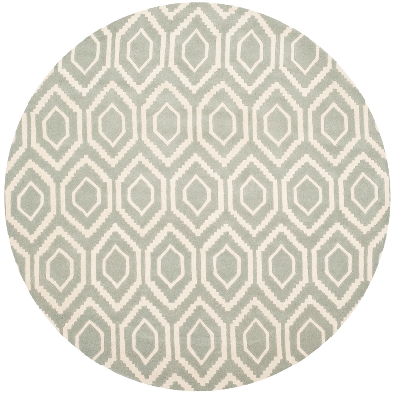 Safavieh Chatham 5' X 5' Round Wool Hand Tufted Rug in Gray / Ivory