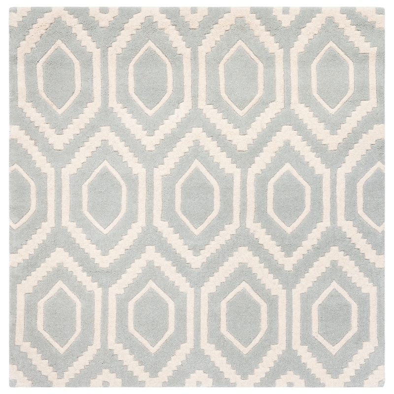 Safavieh Chatham 4' X 4'  Square Wool Hand Tufted Rug in Gray / Ivory