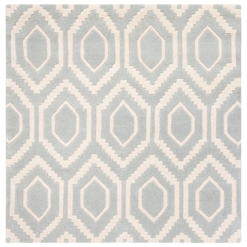 Safavieh Chatham 5' X 5' Square Wool Hand Tufted Rug in Gray / Ivory