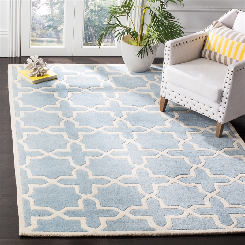 Safavieh Chatham 10' X 14' Wool Hand Tufted Rug in Blue / Ivory