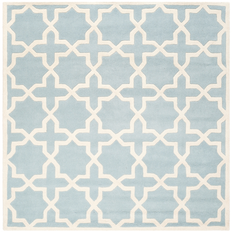 Safavieh Chatham 7' X 7' Square Wool Hand Tufted Rug in Blue / Ivory