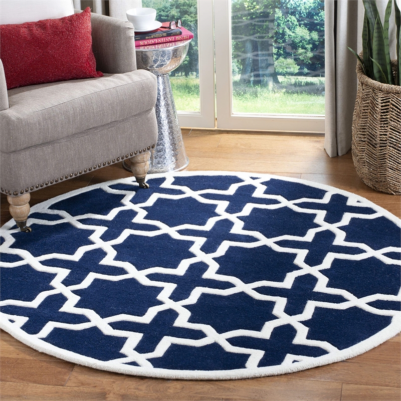 Safavieh Chatham Dark Blue Contemporary Rug - Round 4'