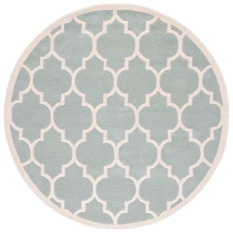 Safavieh Chatham 4' X 4'  Round Wool Hand Tufted Rug in Gray / Ivory