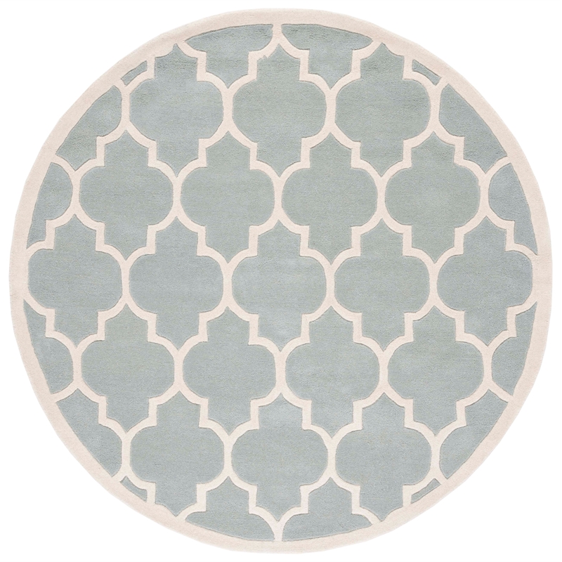 Safavieh Chatham 5' X 5' Round Wool Hand Tufted Rug in Gray / Ivory