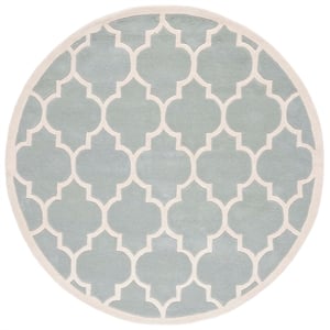 Safavieh Chatham 8'-9&quot X 8'-9&quot  Round Wool Hand Tufted Rug in Gray / Ivory