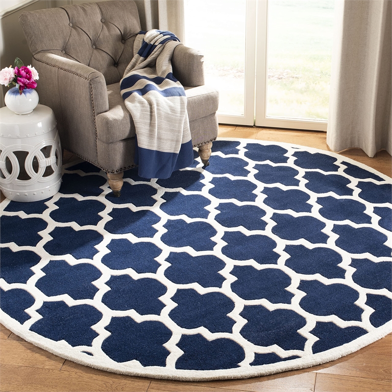Safavieh Chatham Dark Blue Contemporary Rug - Round 7'