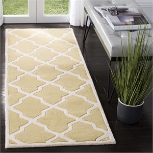 Safavieh Chatham 2'-3&quot X 7' Wool Hand Tufted Rug In Gold And Ivory