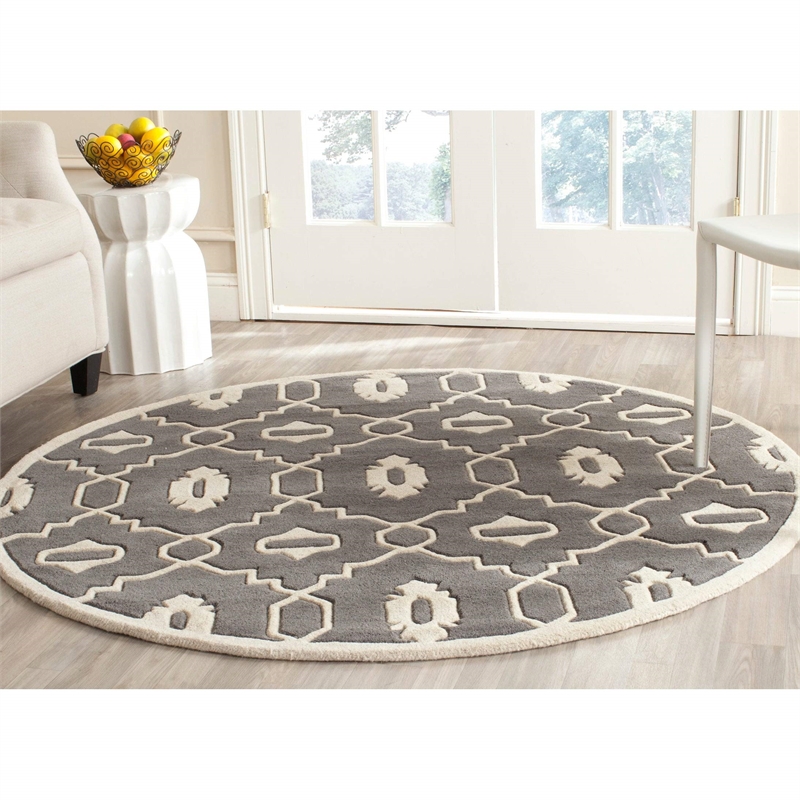 Safavieh Chatham Dark Grey Contemporary Rug - Round 3'