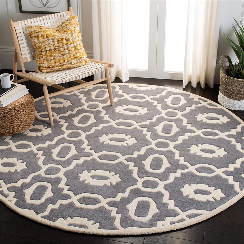 Safavieh Chatham Dark Grey Contemporary Rug - Round 7'