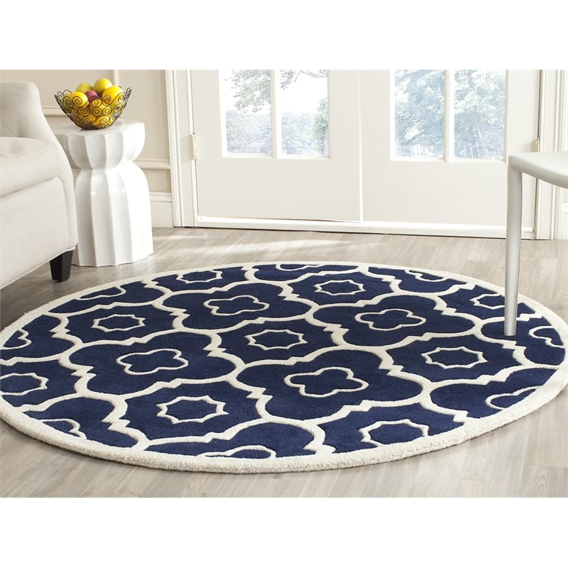 Safavieh Chatham Dark Blue Contemporary Rug - Round 7'