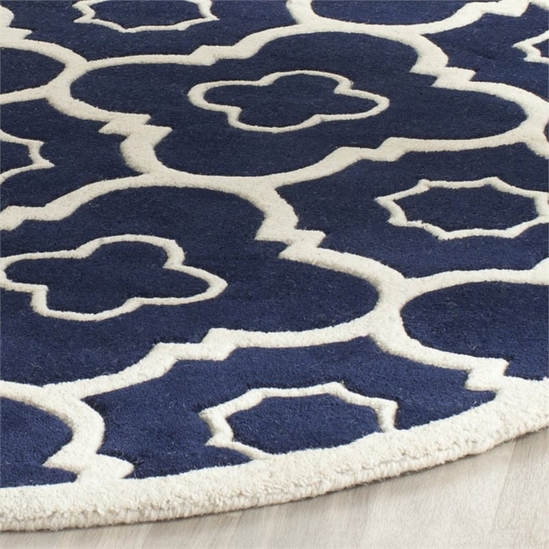 Safavieh Chatham Dark Blue Contemporary Rug - Round 7'