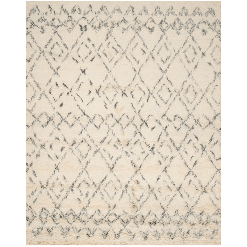 Safavieh Casablanca 9' X 12' Wool and Cotton Hand Tufted Rug in Ivory / Gray