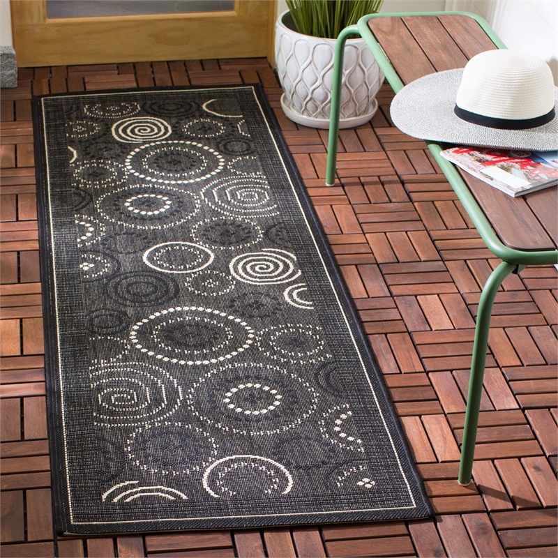 Safavieh Courtyard Black Indoor Outdoor Rug - Runner 2'4