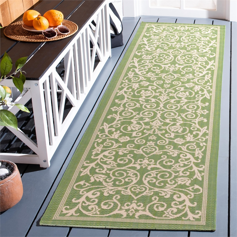 Safavieh Courtyard Olive Indoor Outdoor Rug - Runner 2'4