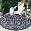 Safavieh Courtyard Navy Indoor Outdoor Rug - Round 6'7