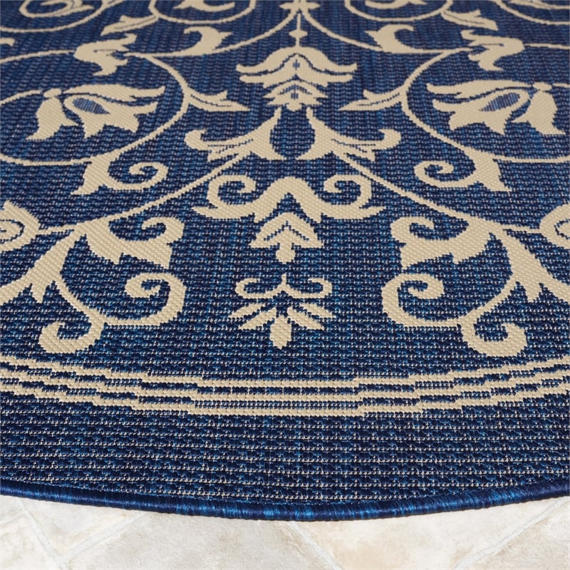 Safavieh Courtyard Navy Indoor Outdoor Rug - Round 6'7