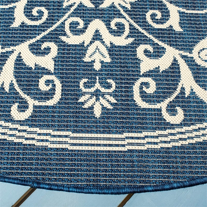 Safavieh Courtyard Navy Indoor Outdoor Rug - Round 6'7