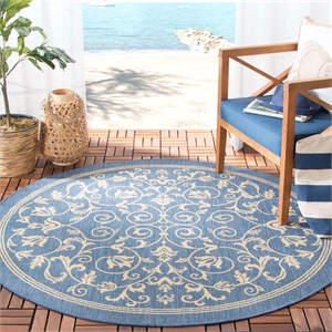 Safavieh Courtyard Blue Indoor Outdoor Rug - Round 7'10&quot