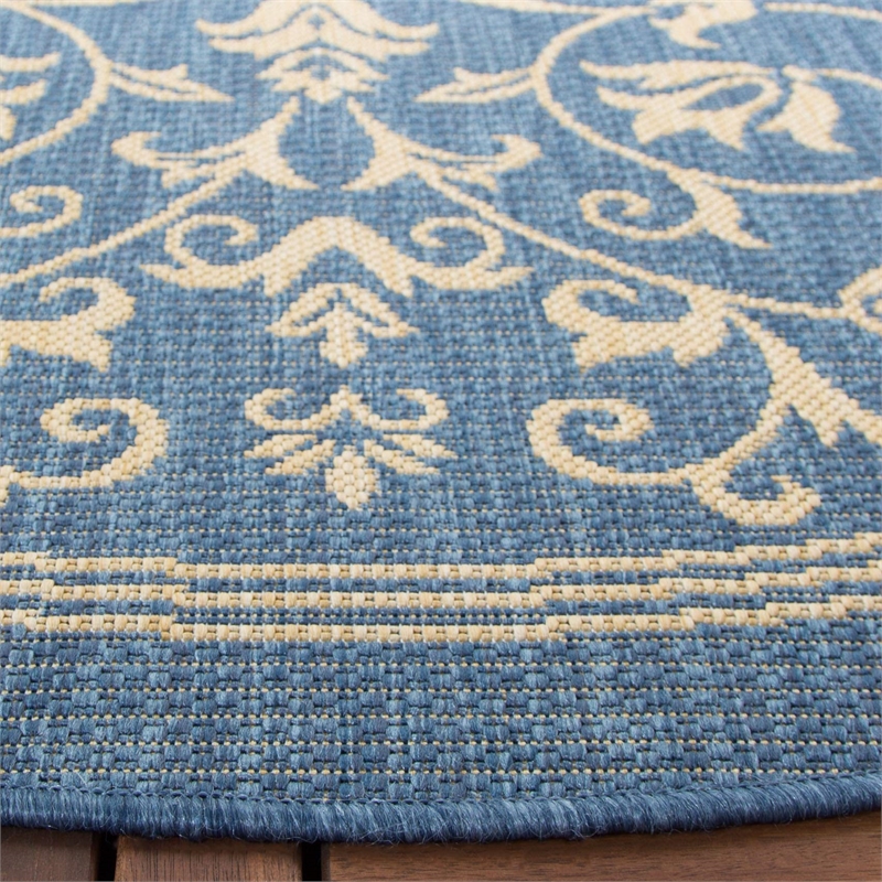 Safavieh Courtyard Blue Indoor Outdoor Rug - Round 7'10