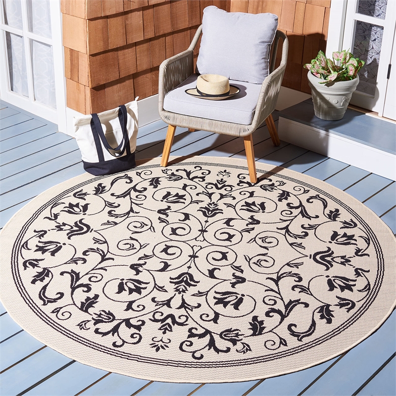 Safavieh Courtyard Sand Indoor Outdoor Rug - Round 7'10