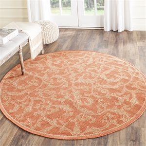 Safavieh Courtyard Terracotta Indoor Outdoor Rug - Round 7'10&quot