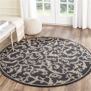 Safavieh Courtyard Black Indoor Outdoor Rug - Round 7'10&quot
