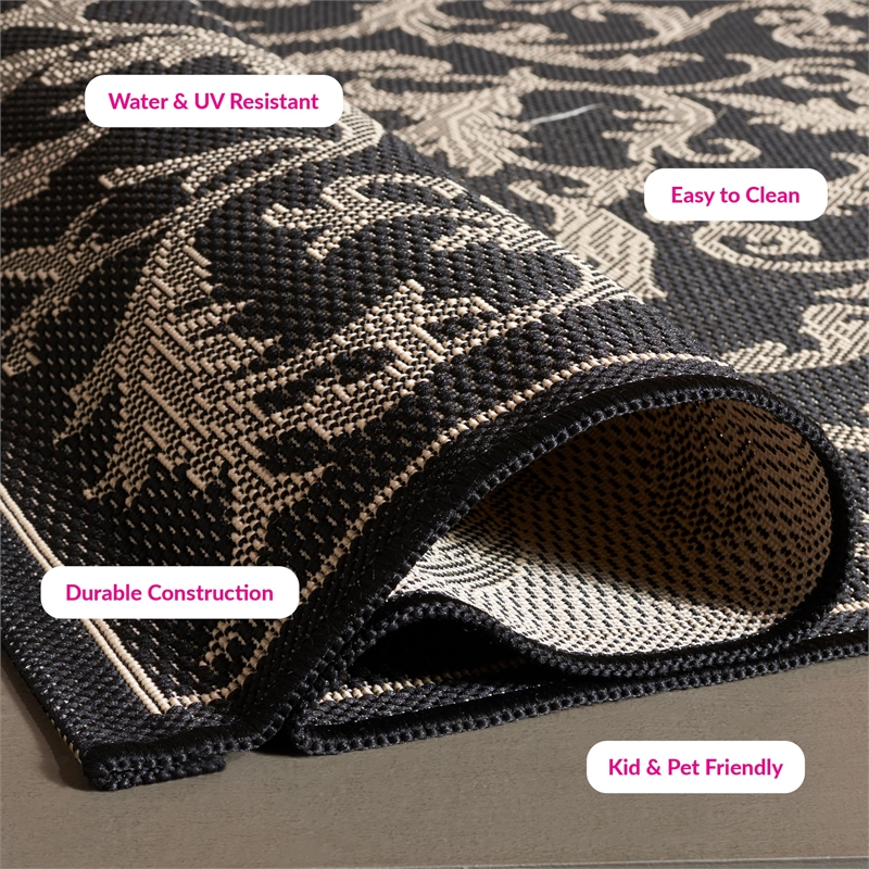 Safavieh Courtyard Black Indoor Outdoor Rug - Runner 2'7