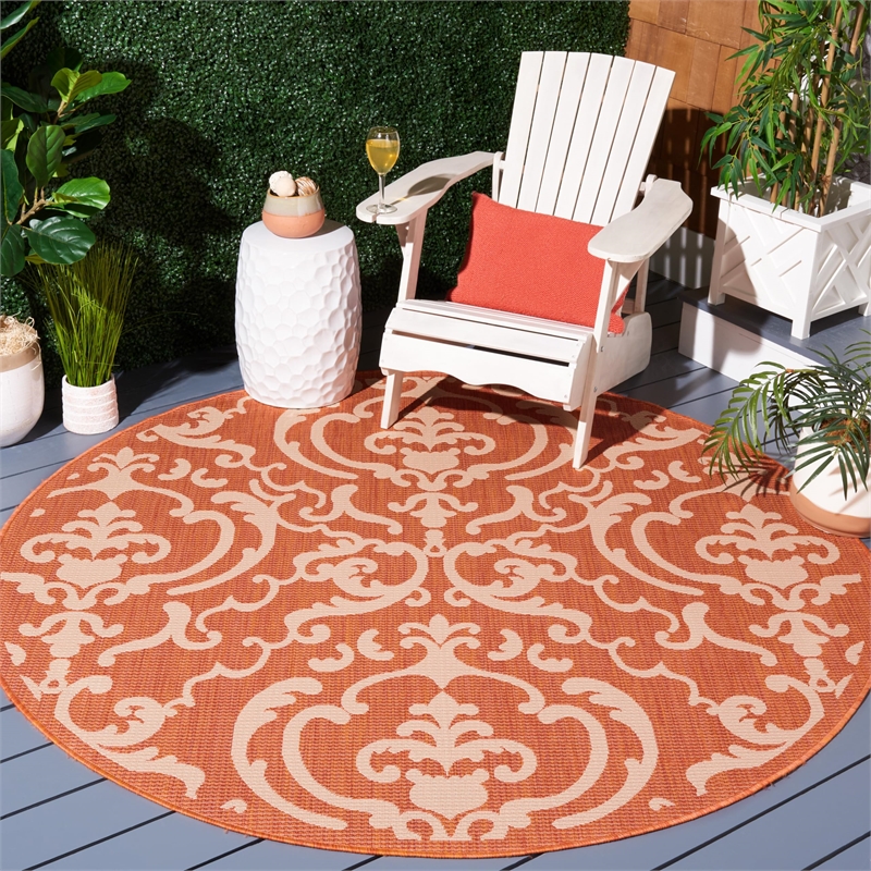 Safavieh Courtyard Terracotta Indoor Outdoor Rug - Round 7'10