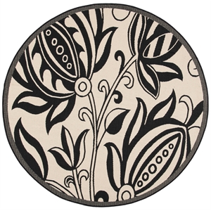 Safavieh Courtyard 7'-10&quot x 7'-10&quot Polyester Power Loomed Rug in Sand / Black