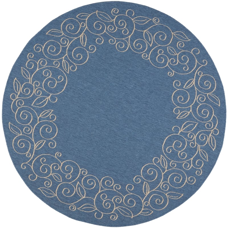 Safavieh Courtyard Blue Indoor Outdoor Rug - Round 7'10