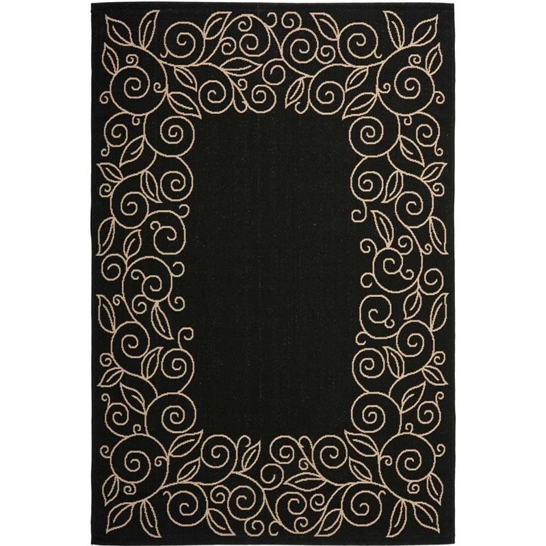  SAFAVIEH Courtyard Collection 9' Square Natural/Black