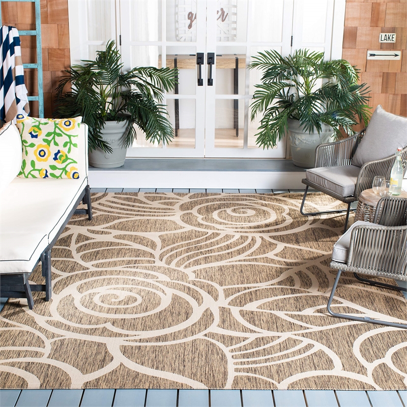 Safavieh Courtyard Coffee Indoor Outdoor Rug - Square 6'7