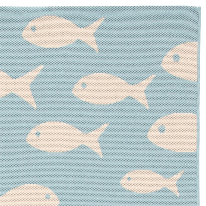 Safavieh Courtyard Aqua Indoor Outdoor Rug - 6'7