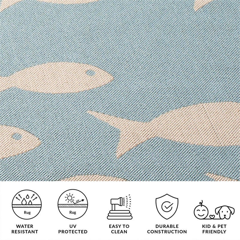 Safavieh Courtyard Aqua Indoor Outdoor Rug - Runner 2'3