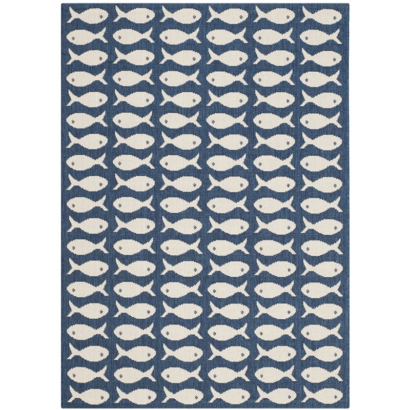 Safavieh Courtyard Navy Indoor Outdoor Rug - 4' x 5'7