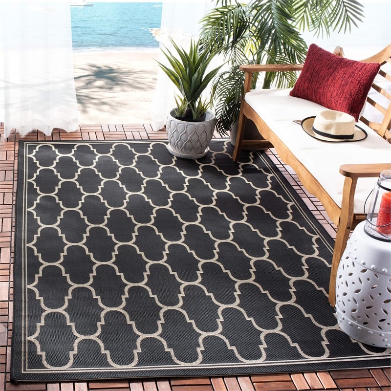 Safavieh Courtyard Black Indoor Outdoor Rug - 9' x 12'6
