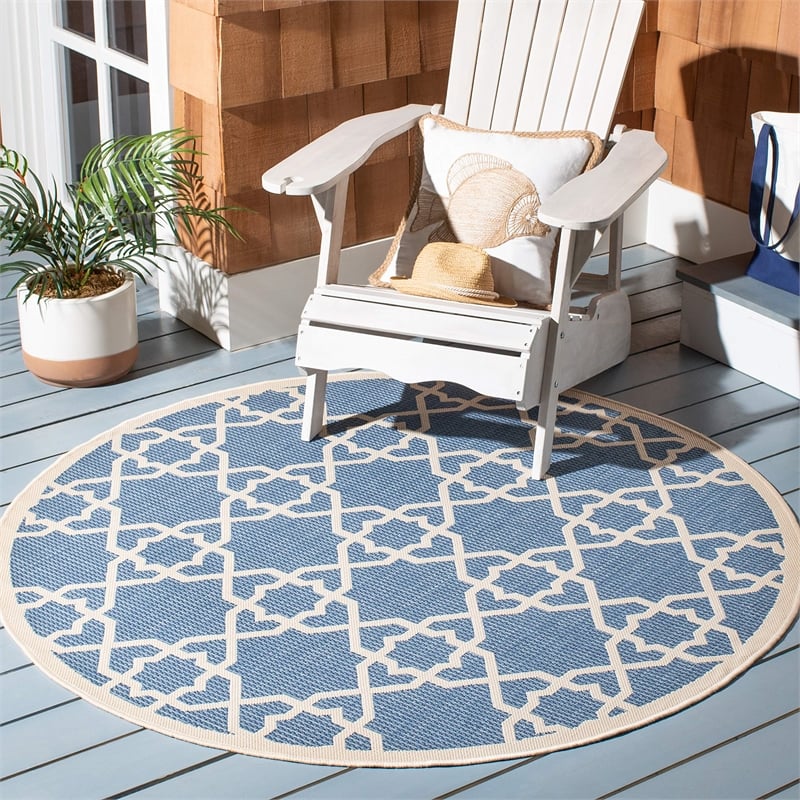 Safavieh Courtyard Blue Indoor Outdoor Rug - Round 7'10
