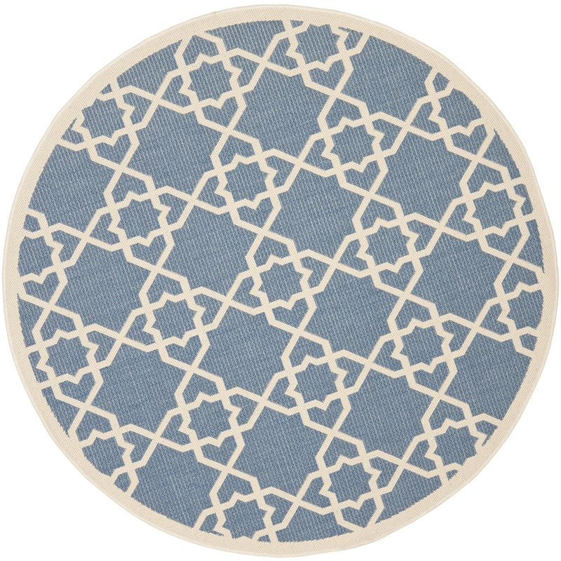 Safavieh Courtyard Blue Indoor Outdoor Rug - Round 7'10