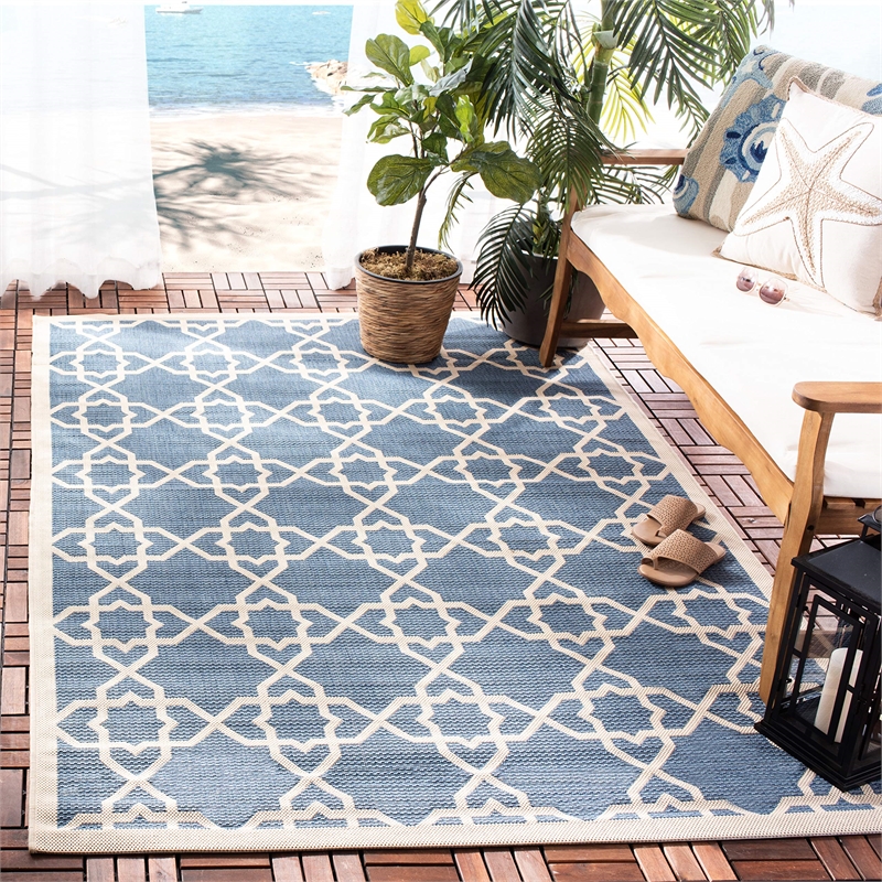 Safavieh Courtyard Blue Indoor Outdoor Rug - Square 7'10