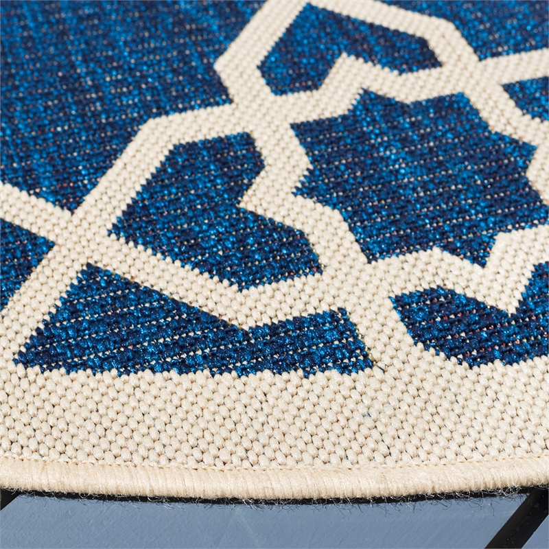 Safavieh Courtyard Navy Indoor Outdoor Rug - Round 5'3