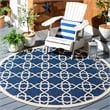Safavieh Courtyard Navy Indoor Outdoor Rug - Round 6'7