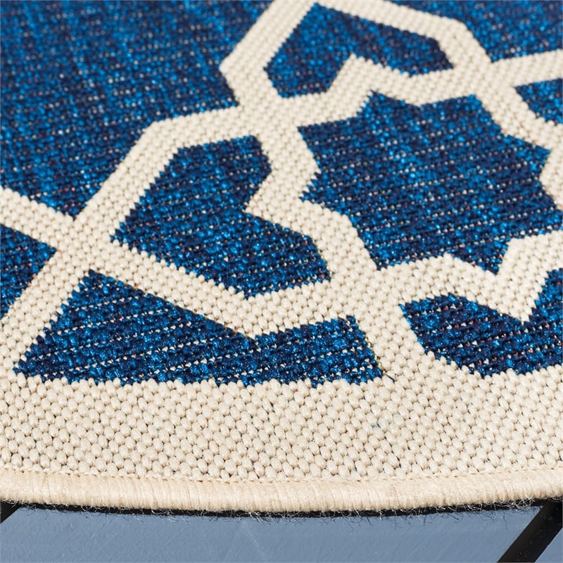 Safavieh Courtyard Navy Indoor Outdoor Rug - Round 6'7