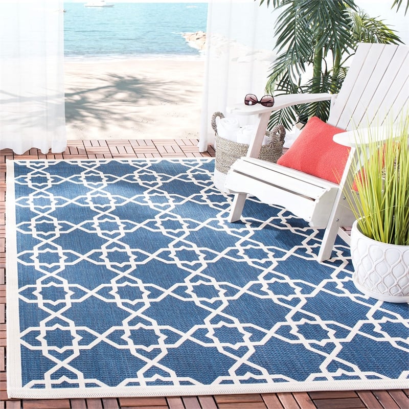 Safavieh Courtyard Navy Indoor Outdoor Rug - Runner 2'7