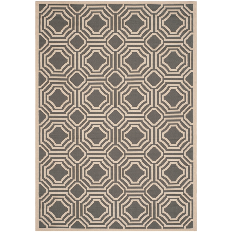 Safavieh Courtyard Anthracite Indoor Outdoor Rug - 5'3