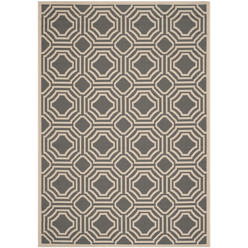 Safavieh Courtyard Anthracite Indoor Outdoor Rug - 6'7