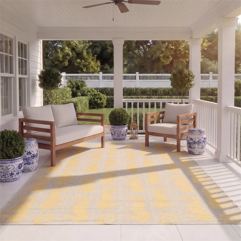 Safavieh Courtyard Beige Indoor Outdoor Rug - 8' x 11'