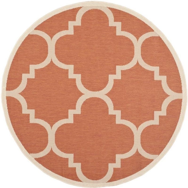 Safavieh Courtyard Terracotta Indoor Outdoor Rug Round 5'3" eBay