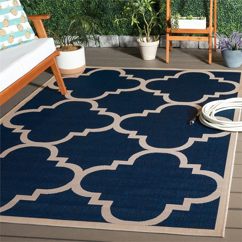 Safavieh Courtyard Navy Indoor Outdoor Rug - 5'3