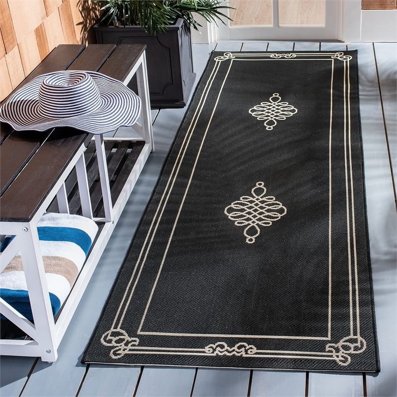 Safavieh Courtyard Black Indoor Outdoor Rug - Runner 2'3
