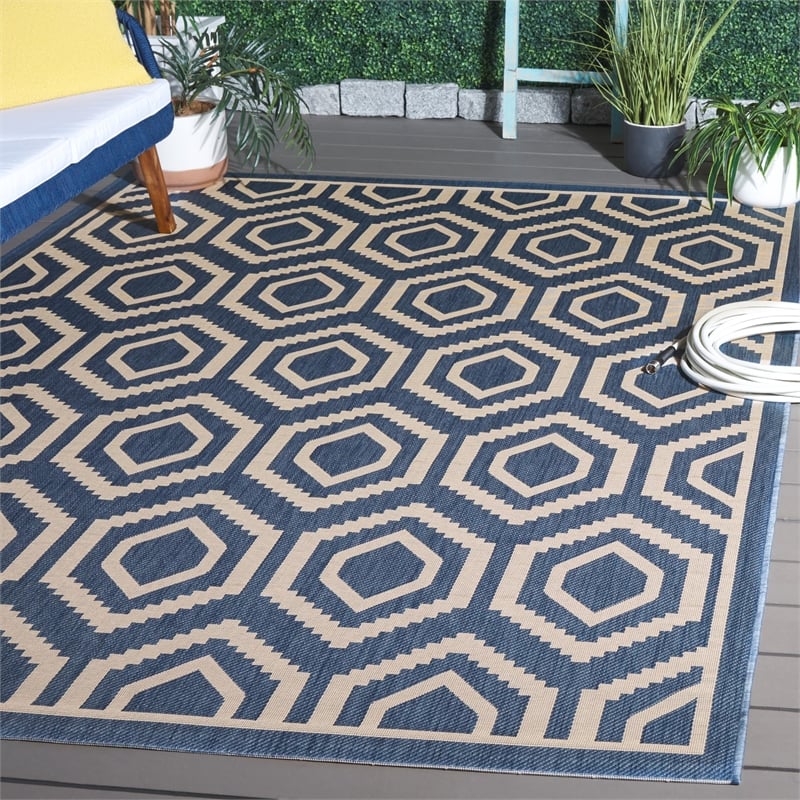 Safavieh Courtyard Blue Indoor Outdoor Rug - 6'7
